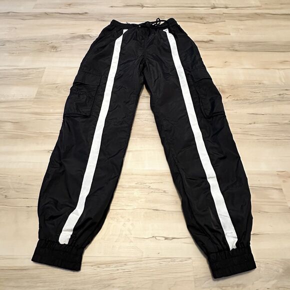 Danielle Guizio‎ Small Striped Track Pants Joggers Nylon Black White - Picture 5 of 16